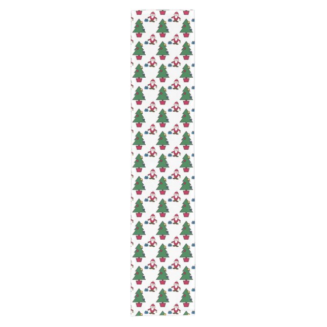 Festive Santa Christmas Table Runner Kurzer Tischläufer (Vorderseite)