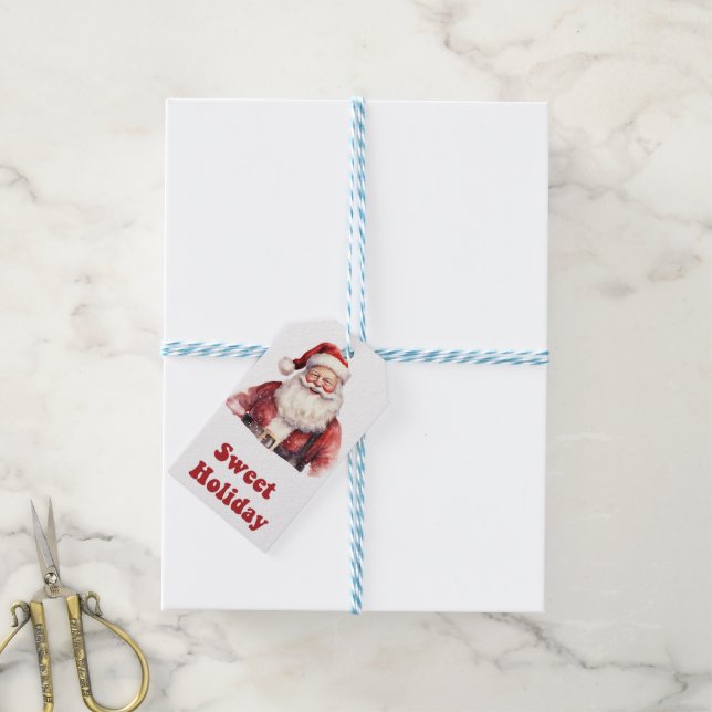 Festive Santa Claus étiquettes de vacances pour le (Avec de laficelle)