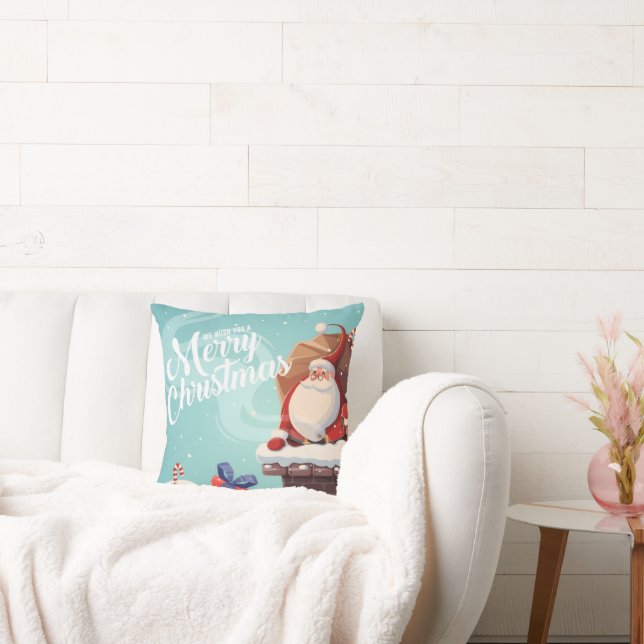 Festive Santa Claus Merry Christmas Throw Pillow Kissen (Liege)