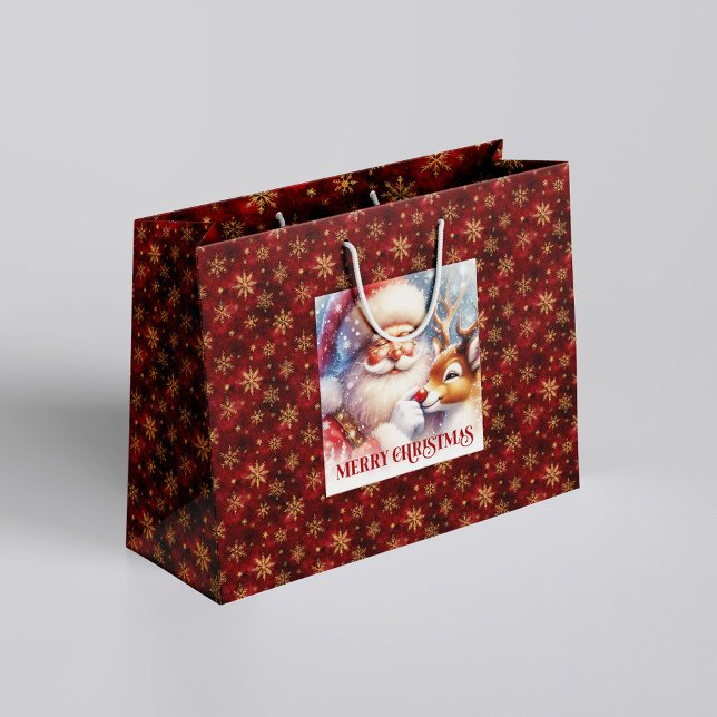 Festive Santa Claus Red Nose Rudolph Gift Bag Große Geschenktüte (Festive Santa Claus Red Nose Rudolph Gift Bag)