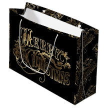 Festive Schwarz und Gold Look Script Frohe Weihnac