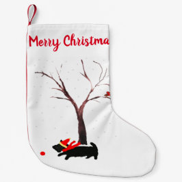 Festive Scottie Dog und Robin Kleiner Weihnachtsstrumpf