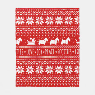 Festive Scottie Hunde Weihnachten Schottische Te Fleecedecke