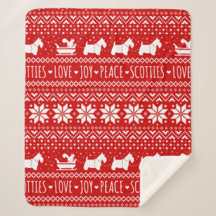 Festive Scottie Hunde Weihnachten   Schottische Te Sherpadecke