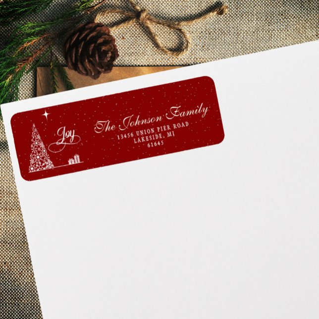 Festive Script Christmas Tree Red Return Address (Von Creator hochgeladen)