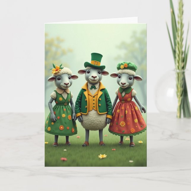Festive Sheep Springtime Card Karte (Vorderseite)