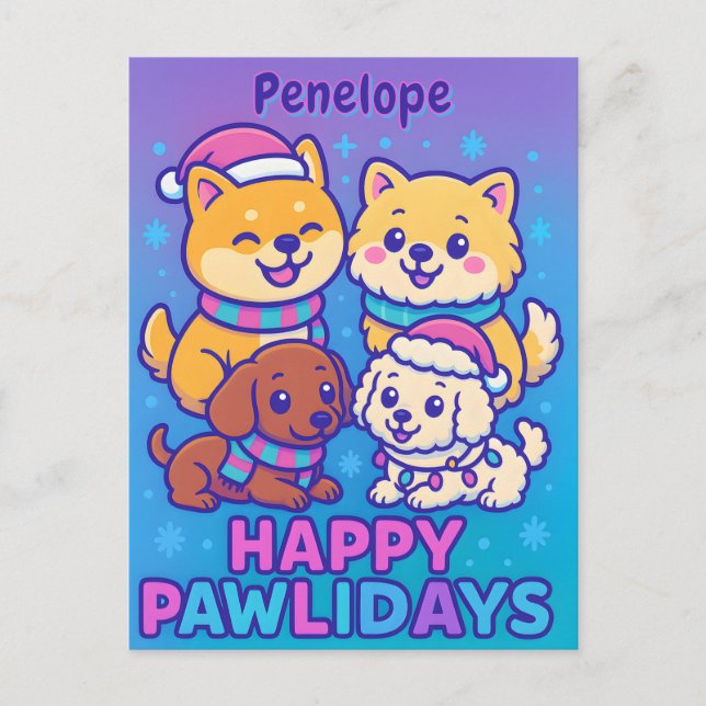 Festive Shiba Inu Poodle Dachshund  Postkarte (Vorderseite)