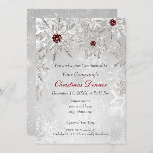 Festive Silver Red Invitation de fête