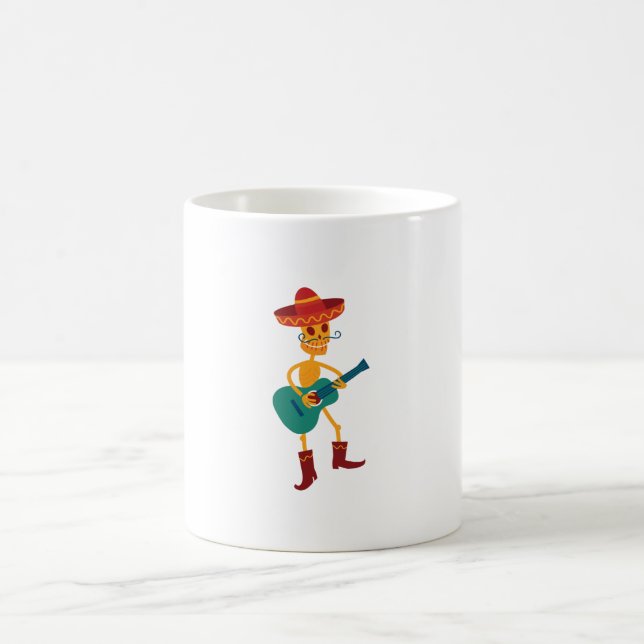 Festive Skeleton Guitar Player Kaffeetasse (Mittel)