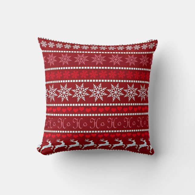 Festive Snowflake and Reindeer Design Kissen (Vorderseite)