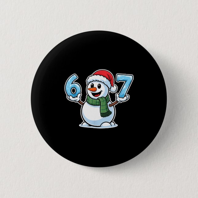 Festive Snowman Christmas Winter Cheer 67 Number  Button (Vorderseite)