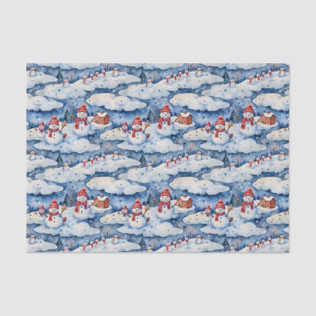 Festive Snowman Winter Watercolor Seidenpapier (Vorderseite)