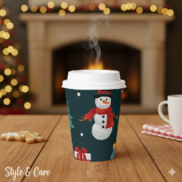 Festive Snowmen Christmas Trees Holiday Gift Pappbecher