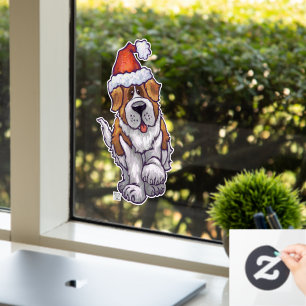 Festive St. Bernard Window Cling Fensteraufkleber