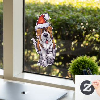 Festive St. Bernard Window Cling Fensteraufkleber
