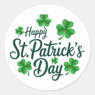 Festive St. Patrick's Day with Shamrock Border Runder Aufkleber