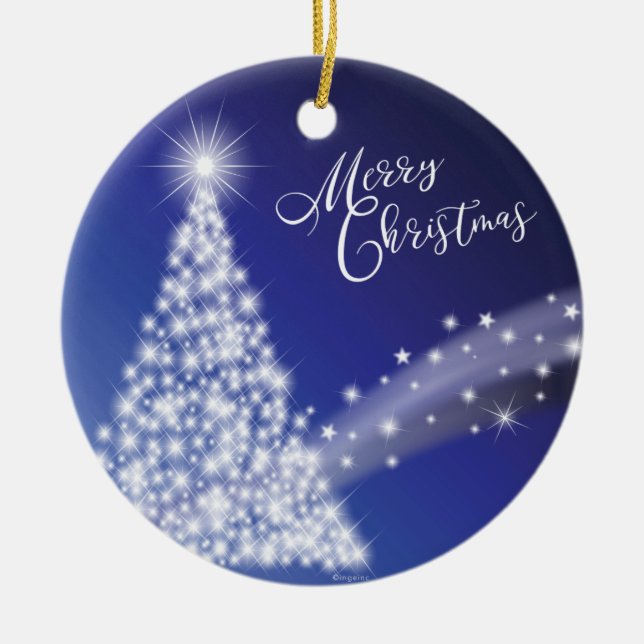 Festive Starry Bright Frohe Weihnachten Keramikornament (Vorne)