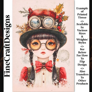 Festive Steampunk Asiatin BJ2 Decoupage Seidenpapier
