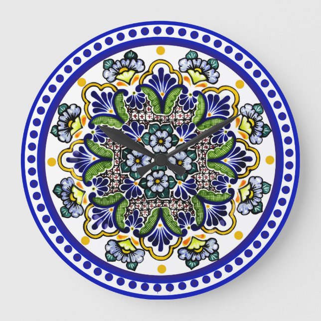 Festive Talavera Siete Große Wanduhr (Vorderseite)