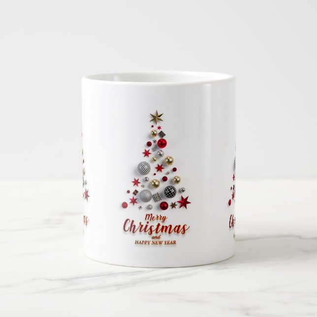  “Festive Tree in Snow” Jumbo-Tasse (Vorderseite)