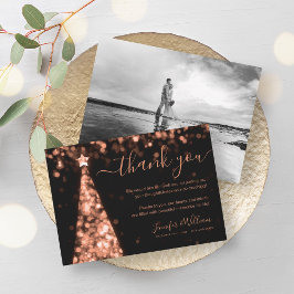 Festive Tree Rose Gold Wedding Foto Vielen Dank Einladung