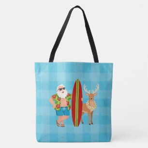 Festive Tropics Hawaiian Holiday Santa Surf  Tasche