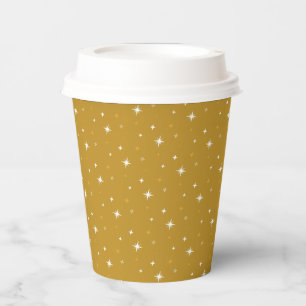 Festive Twinkling Gold Stars Pappbecher