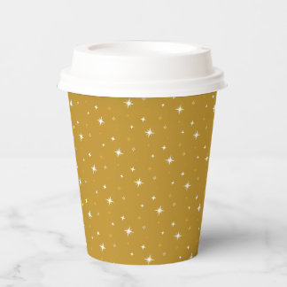 Festive Twinkling Gold Stars Pappbecher