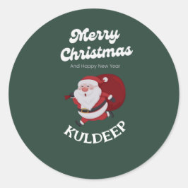 "Festive Vibes: Weihnachts- und Neujahrsjubiläum" Runder Aufkleber