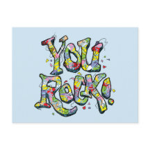 Festive "Vous Rock !" Lettrer carte postale