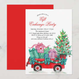 Festive Watercolor Christmas Gift Exchange Party  Einladung