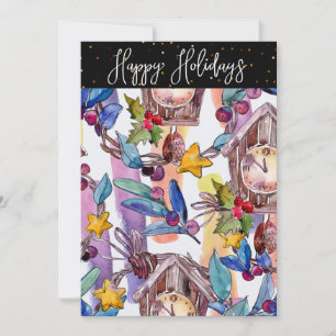 Festive Weihnachts-Wasserfarben-Illustrationskarte Feiertagskarte