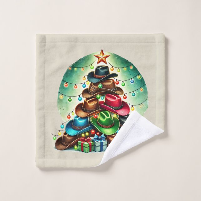 Festive Western Christmas hat tree  (Gant de toilette)