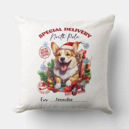 Festive Whimsical Corgi Christmas Throw Pillow Kissen