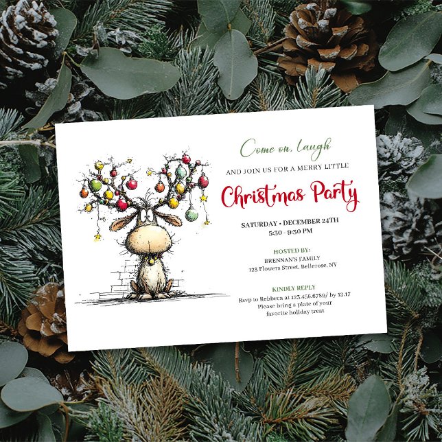 Festive whimsical reindeer Christmas party invite Einladung (Festive whimsical reindeer Christmas party invite

)