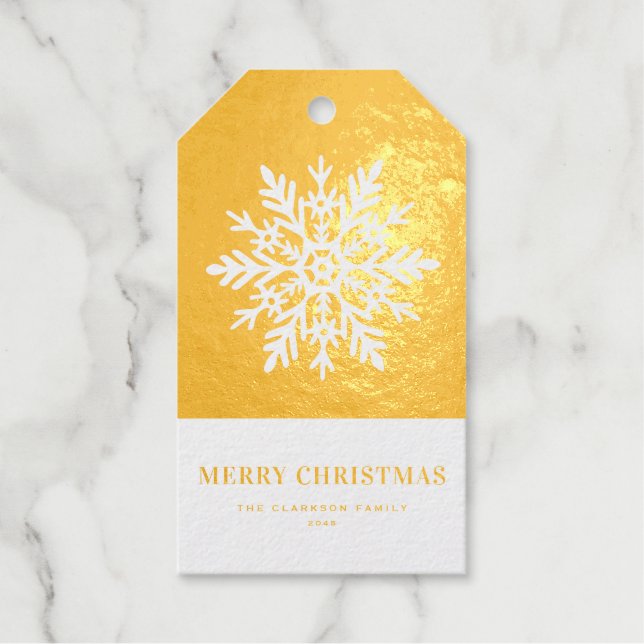 Festive Whimsical Snowflake Merry Christmas Geschenkanhänger (Vorderseite)