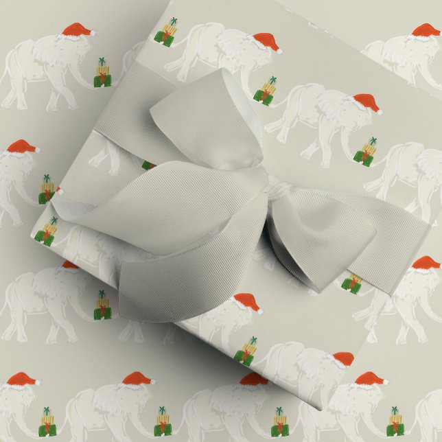 Festive White Elephant Christmas Party Illustrated Geschenkpapier (Festive White Elephant Christmas Party Illustrated Wrapping Paper)