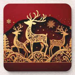 Festive Winter Reindeer – Ornate Forest Getränkeuntersetzer