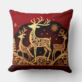 Festive Winter Reindeer – Ornate Forest Kissen