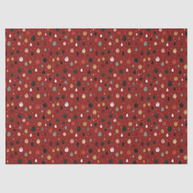 Festive Winter Snowflake Pattern in Red & Gold Seidenpapier (Vorderseite)