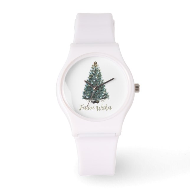 Festive Wishes. Christmas tree design Armbanduhr (Vorderseite)
