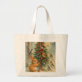 Festive woodland bunny christmas cute holiday  jumbo stoffbeutel