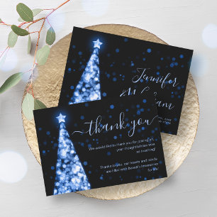 Festive Xmas Tree Navy Blue Wedding Dankeschön Kar Einladung