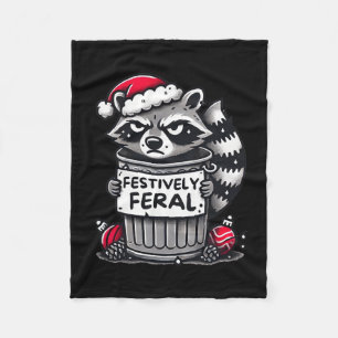 Festively Ferry Raccoon Weihnachten Funny Holiday Fleecedecke