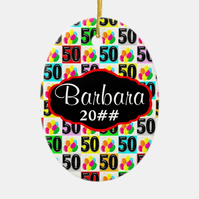 FESTIVER 50. PERSONALISIERTER UND GESTRICHENER BER KERAMIK ORNAMENT (Vorne)