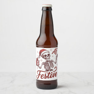 Festiver AF-Skelett-Sarkastischer-Weihnachts-Sarka Bierflaschenetikett