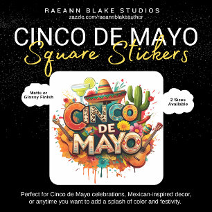 Festiver Cinco de Mayo-Platz-Aufkleber Quadratischer Aufkleber