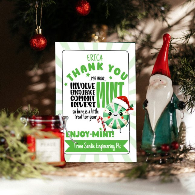 Festiver profiter Carte de vacances Mint avec Nom  (Créateur téléchargé)