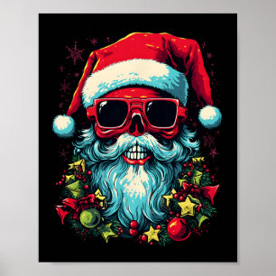 Festiver Rand Edgy Weihnachten Totenkopf Grafikdes Poster