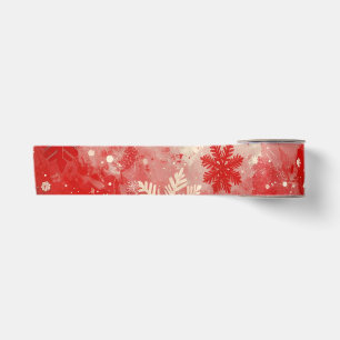 Festiver roter Hintergrund mit weißen Schneeflocke Satinband